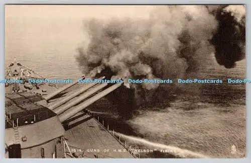 R748107 16 Zoll Geschütze von H M S Nelson feuern unsere Marine Tuck Fotografie Postkarte