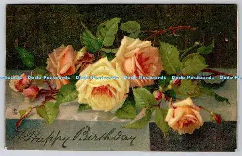 R748211 A Happy Birthday Roses Tuck Art Series 6802 1913