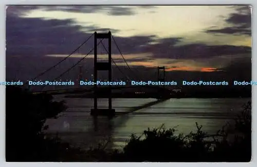R748323 The Severn Bridge by Night PM Taunton Somerset 1970
