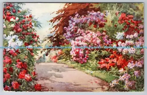 R748439 Gardens in Summertime Tuck Oilette No 3013 M Townsend 1946