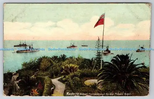 R748548 Madeira British Fleet Anchored Reides Palace Hotel PM London 1909