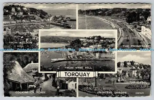 R748570 Torquay From Vane Hill Valentine Silveresque 3059 V Style 1962 Multi Vie