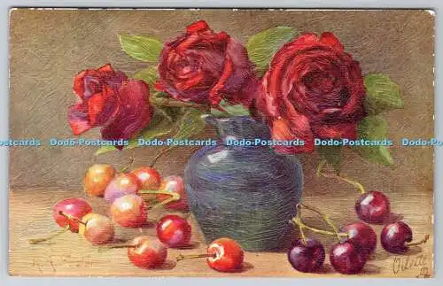 R748674 Roses and Cherries Tuck Oilette No 3477 R A Foster