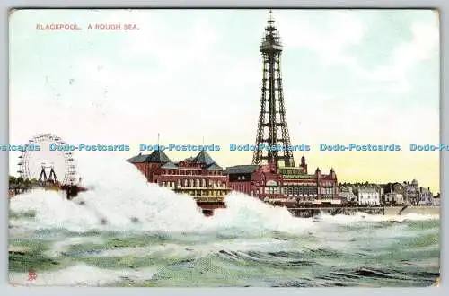 R748823 Blackpool A Rough Sea Tuck View Series 4759 1909