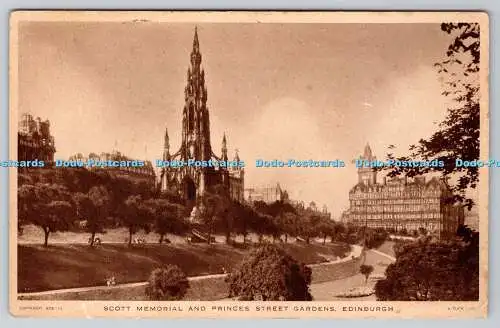 R749722 Edinburgh Scott Memorial and Princes Street Gardens Raphael Tuck and Son