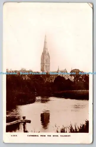 R750020 Salisbury Cathedral from the River W H S Kingsway Real Photo Series