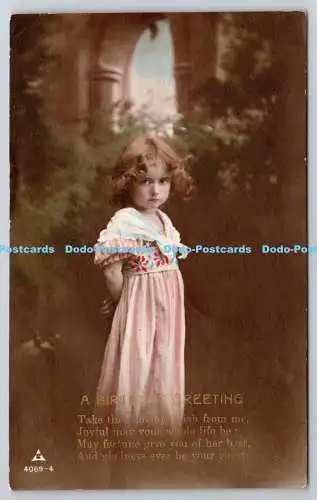 R750060 Geburtstagsgruß kleines Mädchen im Kleid 1922