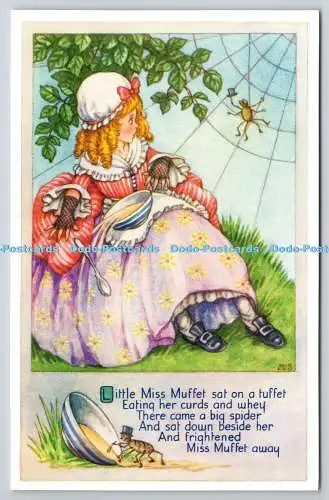 R750122 Little Miss Muffet saß auf einem Tuffet J Salmon Ltd Aquarell