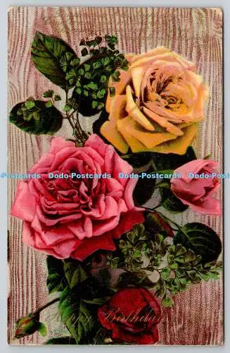 R750166 Roses Raphael Tuck and Sons Birthday Series No R 2329