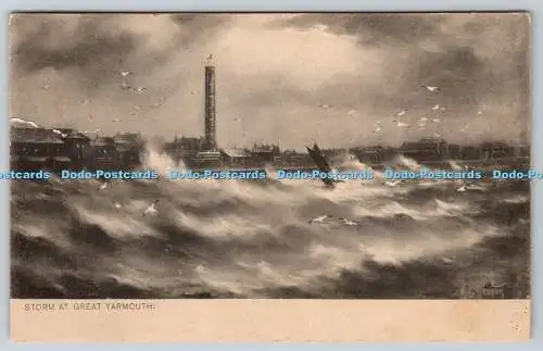 R751911 Storm at Great Yarmouth Raphael Tuck and Sons Rough sea Series 816 1905