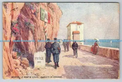 R751914 Menton Le Pont S Louis Le Poste de Douane Raphael Tuck and Sons