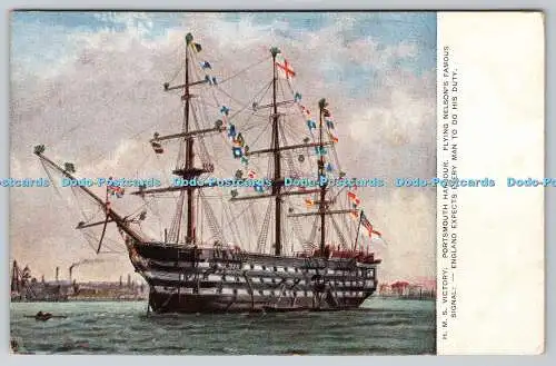 R751930 Portsmouth Harbour H M S Victory Flying Nelson Famous Signal Raphael Tuc