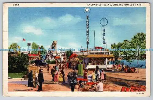 R752037 Enchanted Island Chicago World Fair N Shure C T Art Colortone Curt Teich