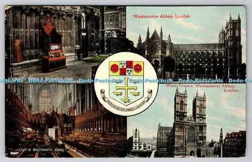 R752048 London Westminster Abbey West Towers Valentine Series PM Edinburgh 1916