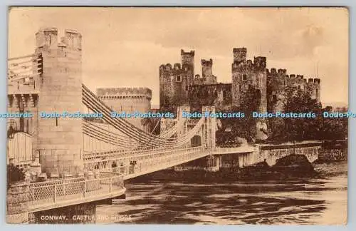 R752052 Conway Llandudno Castle and Bridge Tuck Sepia 2410 1912