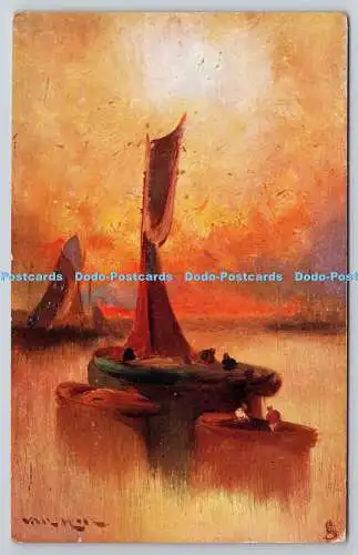 R750870 Sonnenuntergang am Fluss Raphael Tuck und Söhne Oilette Postkarte 7340 Professo