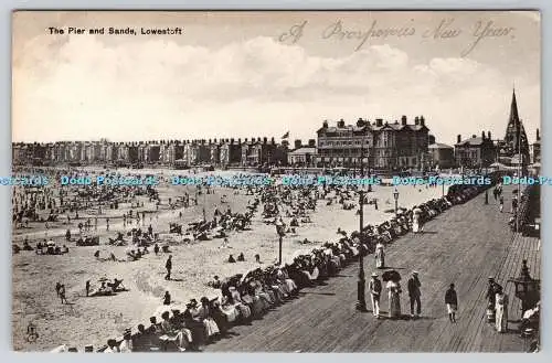 R752168 Lowestoft The Pier and Sands Tuck Grained Collotype No 1593