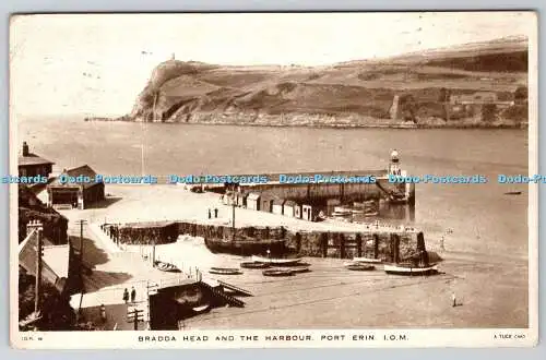 R752347 I O M Port Erin Bradda Head and the Harbour Tuck PM Douglas 1948