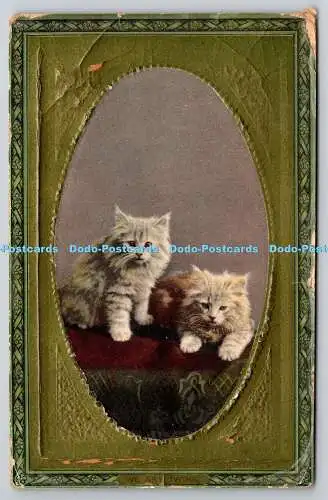 R751250 We are Twins Kittendom Raphael Tuck and Sons Framed Gem Glosso Series II