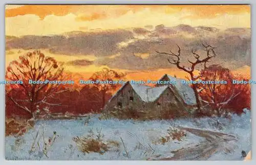 R751611 Village Sunset Raphael Tuck and Sons Aquarette Serie 6005 1904