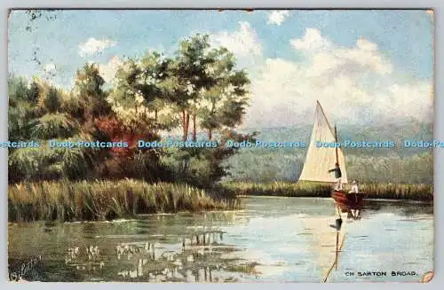 R751640 On Barton Broad Norfolk Broads Raphael Tuck and Sons Oilette Ser VI Post