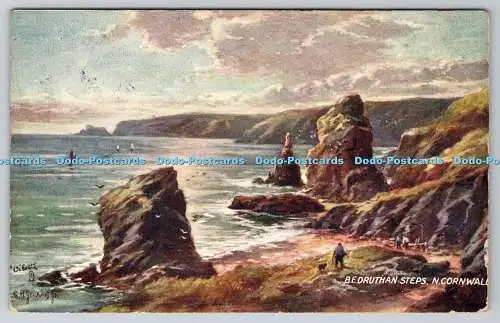 R751649 N Cornwall Bedruthan Steps Raphael Tuck and Sons Oilette Serie VI Postc