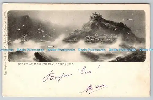 R751683 Penzance Storm at Mounts Bay Raphael Tuck and Sons Rough Sea No 1383