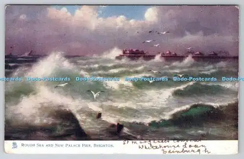 R751784 Brighton Rough Sea and New Palace Pier Raphael Tuck and Sons Oilette Pos