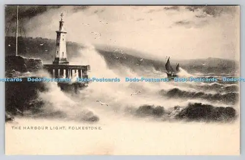 R751815 Folkestone The Harbour Light Raphael Tuck and Sons Rough Sea Serie 802