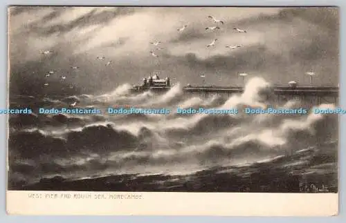 R751817 Morecambe West Pier and Rough Sea Raphael Tuck and Sons Serie 813