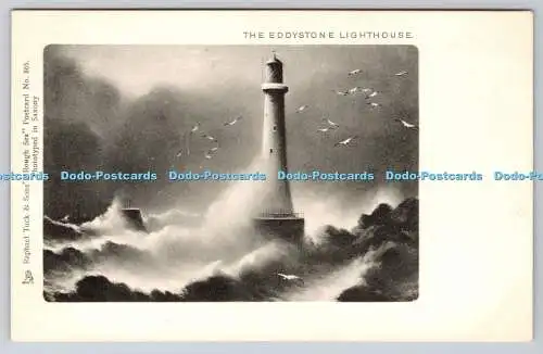 R751828 The Eddystone Lighthouse Raphael Tuck and Sons Rough Sea No 865