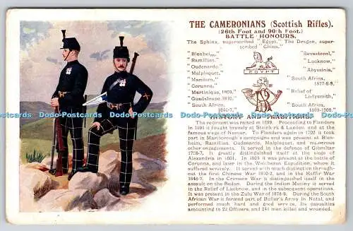 R753047 The Cameronians Scottish Rifles 26th Foot and 90th Foot Battle Honours T