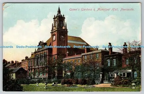 R753305 Newcastle Queen Garden and Municipal Hall W Shaw 1910