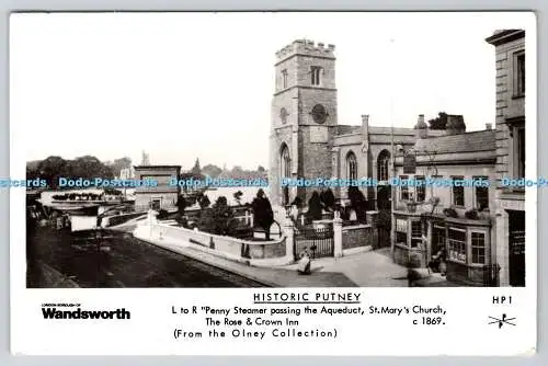 R753344 Wandsworth historischer Putney Penny-Dampfer vorbei am Aquädukt St Mary Ch