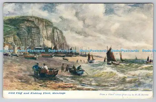 R753524 Hastings East Cliff and Fishing Fleet The Water Colour Post Card W H Bor