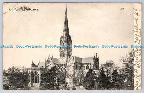 R753528 Salisbury Cathedral Valentine Series PM Bournemouth 1908