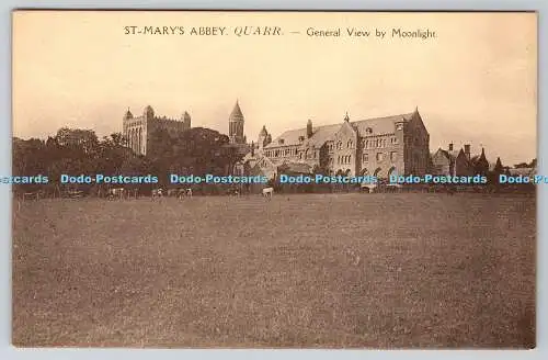 R753741 Quarr St Mary Abbey General View by Moonlight D A L Printing