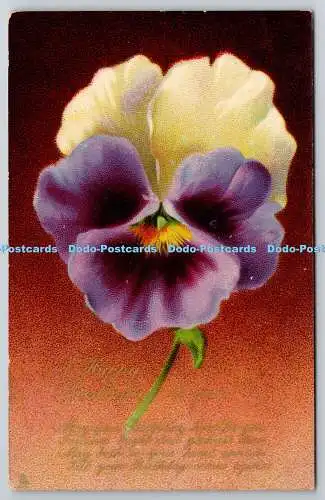 R754845 Purple Flower Raphael Tuck and Sons Birthday Series No R 2328