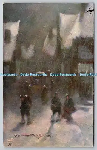 R754878 Winterszene Skifahren Raphael Tuck and Sons Glosso Oilette