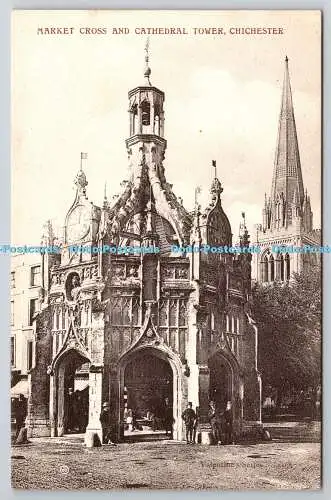 R755527 Chichester Market Cross and Cathedral Tower W H Barrett The Cross Valent