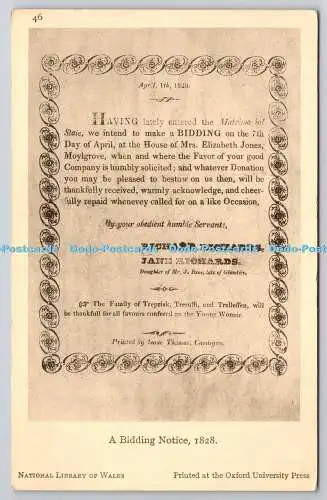R755857 National Library of Wales A Bidding Notice The Oxford University Press