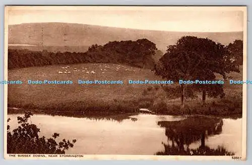 R761971 The Sussex Downs Near Storrington Photochrom Royal Tunbridge Wells PM Wo