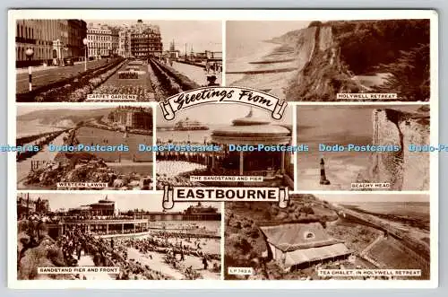 R761977 Greetings From Eastbourne The Bandstand and Pier Lansdowne RP 1957 Multi