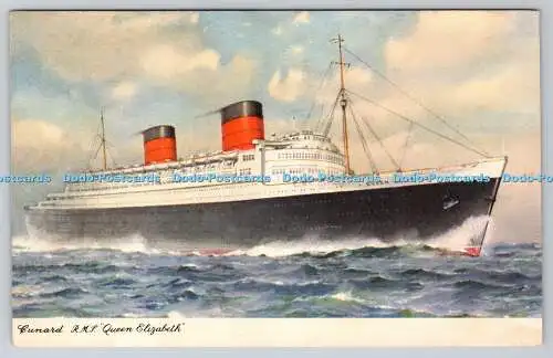 R762019 Cunard R M S Queen Elizabeth Postkarte