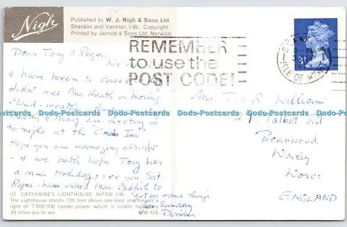 R762036 I W Niton St Catherine Lighthouse W J Nigh Shanklin Ventnor Jarrold 1973