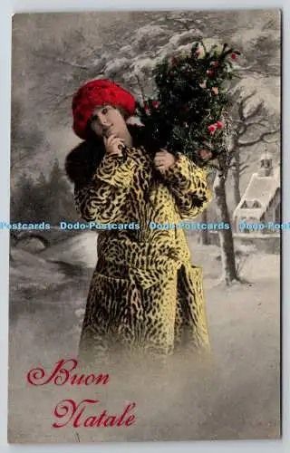 R756376 Buon Natale Frau in einer Kutsche 1918