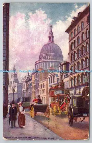 R756440 London St Paul Cathedral from Cannon Street Raphael Tuck and Sons Oilett