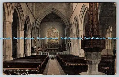 R762464 Newbury St Nicholas Church Interior Valentine Series 1911