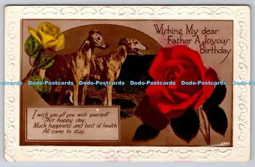 R762588 Wishing My Dear Father a Joyous Birthday Dogs Rose RP PM Epsom Surrey 19