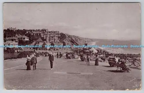 R762622 Bournemouth Pier and Cliffs Tuck Silverette 1598 PM Parkstone Dorsetshir